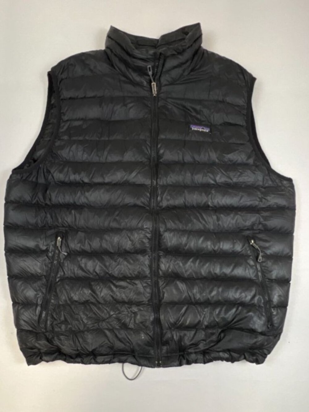 Patagonia Men XL Black Down Sweater Puffer Vest Full Zip Quilted Ripstop